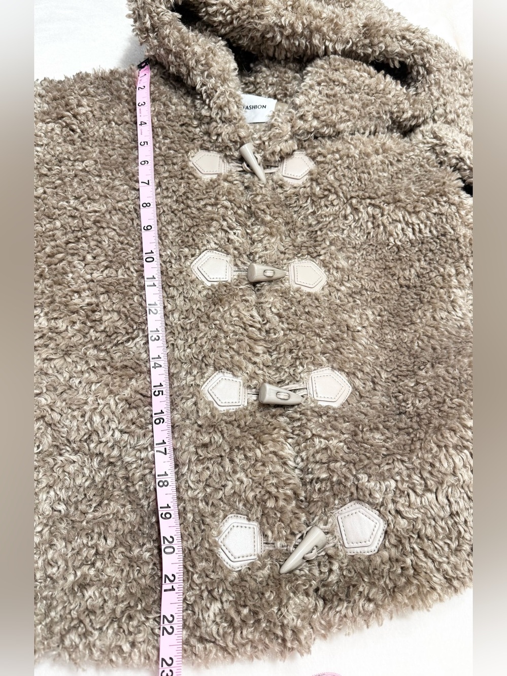 Galita Cozy Khaki Teddy Toggle Jacket with Hood Size Small - Picture 10 of 14